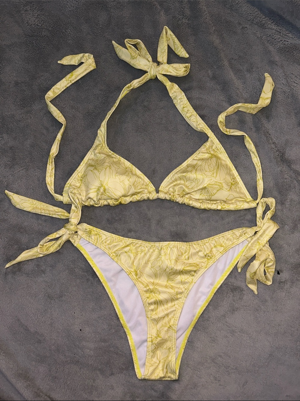 Cider Yellow Floral Tie-String Triangle Bikini